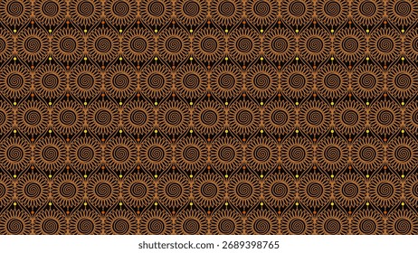 Patrón de repetición geométrica marrón y naranja intrincado