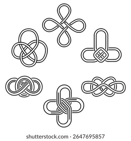 Intricate Celtic Knot Vector Designs Black and White - Decorative Knotwork Symbols