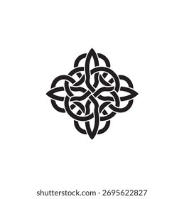 Intricate Celtic Knot Vector Illustration with Symmetric Mandala Line Art Design for Spiritual Meditation Icon or Ethnic Pattern Template