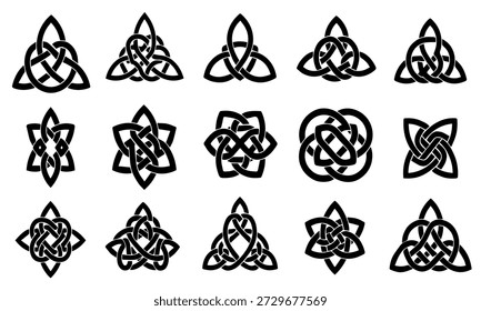 Komplizierte keltische Knoten Vektor Icon Set - Traditionelle irische schottische walisische Symbolik Designs für Tattoos Logos und kulturelle Kunst
