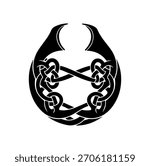 Intricate Celtic Knotwork Swirl Dragon Horns Vector Silhouette Illustration Art