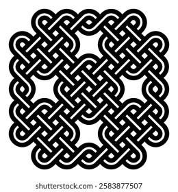 Intricate Celtic square coaster template for laser cutting with detailed knotwork designs.