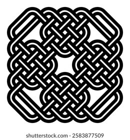 Intricate Celtic square coaster template for laser cutting with detailed knotwork designs.