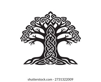 Intricate celtic tree of life with interwoven knotwork