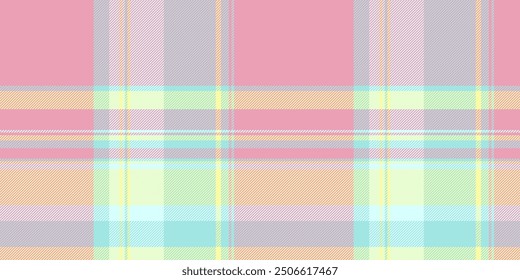 Patrón de cuadros intrincados, estera de tela de tartán sin costuras. Vector de fondo de textura de tela alegre en paleta de colores rojo y verde azulado.