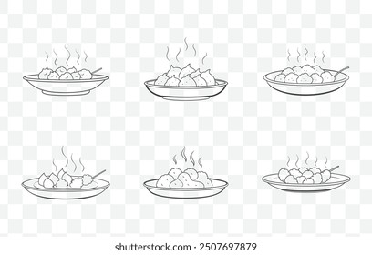 Intricate Chicken Tikka Line Art Vector Set Illustrations for Culinary Design Projects