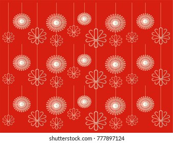 Intricate Christmas decorations on a red background