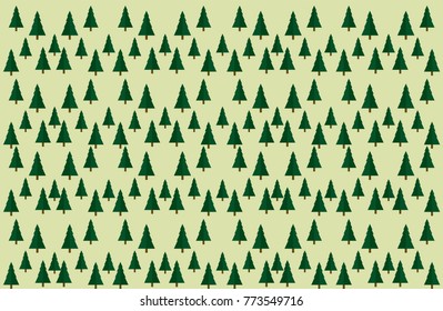 Intricate Christmas trees pattern on a light green background 