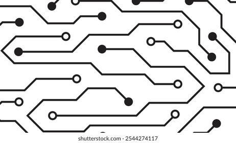 Komplizierter Schaltungsplatinen-Vektorhintergrund. Ideal für futuristische Tech-Designs, die Konnektivität und elektronische Pfade zeigen.