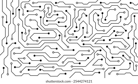 Intricate Circuit Board Vector Background. Ideal for Futuristic Tech Designs, Showcasing Connectivity and Electronic Pathways.