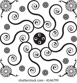 Intricate circular design, square tile layout in vector format