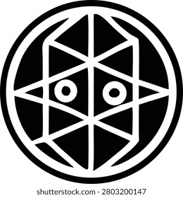 Intricate circular emblem showing geometric star structure with symmetrical patterns for metaphysical graphic arts and spiritual branding elements presented as vector illustration.