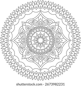 Padrão floral circular intrincado Um belo design de Mandala com detalhes simétricos e linhas graciosas Um visual calmante e meditativo