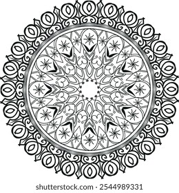  Diseño circular intrincado del mandala para colorear, meditación, terapia de arte, relajación, patrones decorativos,
 Actividades de atención plena, Arte bohemio, Alivio del estrés, Geometría sagrada  
