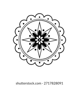 Diseño de mandala circular intrincado con patrones geométricos, símbolos espirituales y Elementos decorativos para la meditación o la decoración.