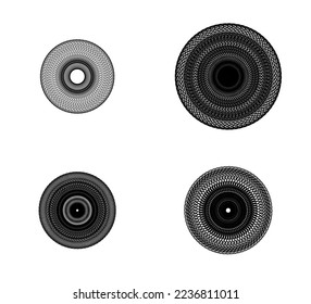 intricate circular pattern set isolated on white background