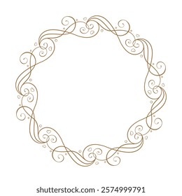 Intricate circular vintage frame design that features elegant swirls and dots