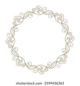 Intricate circular vintage frame design that features elegant swirls and dots