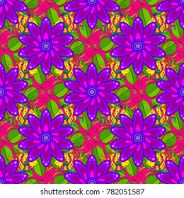Intricate colored Arabesque with on a green, purple and magenta colors. Vector abstract stylized colored mandala.