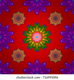Intricate colored Arabesque with on a red, purple and violet colors. Vector abstract stylized colored mandala.
