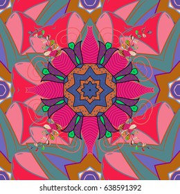 Intricate colored Arabesque with on a white background. Vector abstract stylized colored mandala.