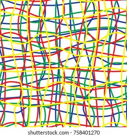 Intricate colored wires seamless pattern. Vector illustration.