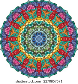 Intricate colorful mandala pattern design