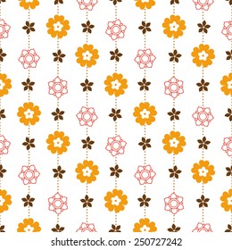 Intricate colorful vector pattern of flowers with a touch of retro