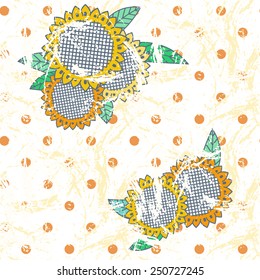 Intricate colorful vector pattern of flowers with a touch of retro