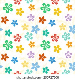 Intricate colorful vector pattern of flowers with a touch of retro