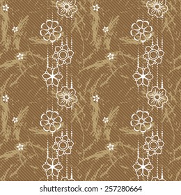 Intricate colorful vector pattern with flowers with a touch of retro