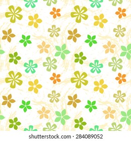 Intricate colorful vector pattern of flowers with a touch of retro