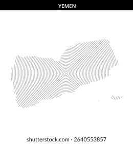 Intricate concentric design conveys Yemen's unique geography.