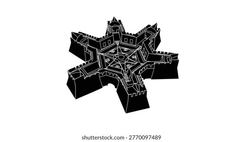 Intricate cross shaped building architecture design