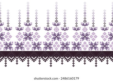 Intricate Cross-Stitch Pattern in Shades of Purple