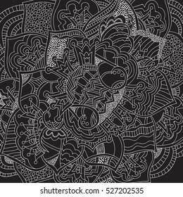 Intricate crown pattern. Abstract lines, circles and waves. Freehand sketch. Clear outline. Bright illustration.