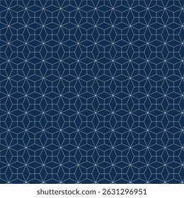 Intricate Dark Blue Grid of Interlocking Hexagons and Pentagons