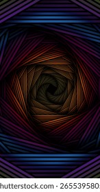 The intricate, dark geometric patterns create a sense of depth, movement, and an optical illusion backdrop.