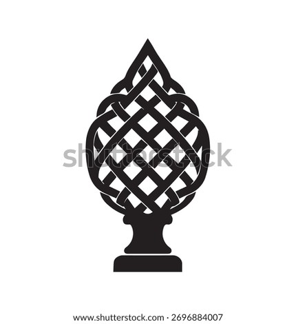 Intricate Decorative Finial Celtic Knot Pattern Silhouette Vector illustration Architectural Ornament