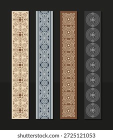 Intricate Decorative Pattern Border with Ethnic Motifs and Various Color Tones