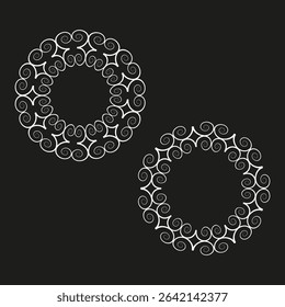 Intricate decorative pattern. Ornate circular design. Symmetrical Vector motif. Elegant floral element.