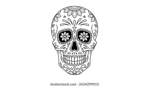Intrincado Decorativo Sugar Skull Art Com Motivos Florais E Padrões Tradicionais