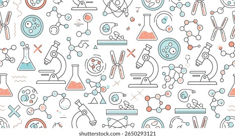 Intricate Depiction of Scientific Elements A Seamless Blend of Detailed Microscopic Illustrations