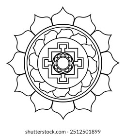 The intricate design combines the auspicious symbol of the Sri Yantra with the beauty and purity of the lotus flower. 