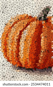 An intricate design of intersecting triangles picturing pumpkin