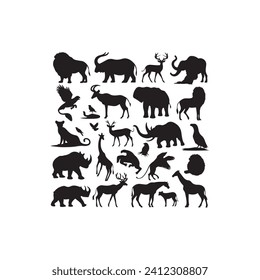 Intricate details in shadow: Animals silhouette, a visual journey through the diverse world of wildlife - animals silhouette wildlife Silhouette - animals vector

