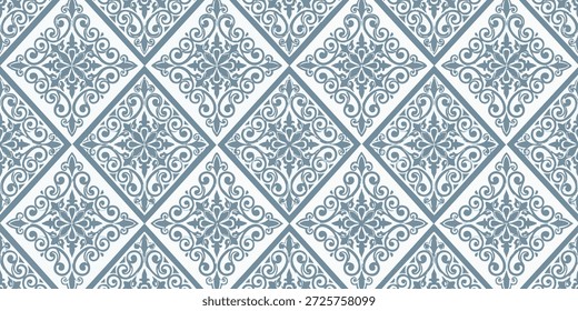 Komplizierter Diamantmuster-Hintergrund mit floralen Designs und symmetrischem Layout