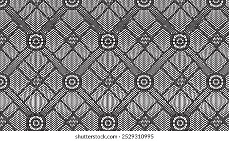 Intricate Diamond Pattern Lace Fabric Design