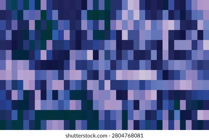 An intricate digital pattern composed of numerous small squares in different shades of blue and purple, evoking a sense of calm and mystery.