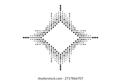 Kompliziertes Punktmuster, das ein symmetrisches Design bildet. Moderne und minimalistische Stimmung.